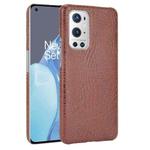 For OnePlus 9 Pro Shockproof Crocodile Texture PC + PU Case(Brown)