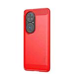 For Huawei P50 MOFI Gentleness Series Brushed Texture Carbon Fiber Soft TPU Case(Red)