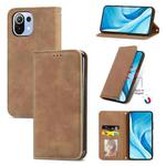 For Xiaomi Mi 11 Lite Retro Skin Feel Business Magnetic Horizontal Flip Leather Case With Holder & Card Slots & Wallet & Photo Frame(Brown)