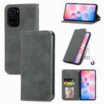 For Xiaomi Redmi K40 / K40 Pro /K40 Pro+ Retro Skin Feel Business Magnetic Horizontal Flip Leather Case With Holder & Card Slots & Wallet & Photo Frame(Grey)