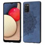 For Samsung Galaxy A52 5G / 4G Mandala Embossed Cloth Cover PC + TPU Mobile Phone Case with Magnetic Function and Hand Strap(Blue)