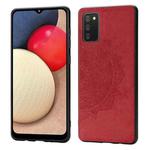 For Samsung Galaxy A52 5G / 4G Mandala Embossed Cloth Cover PC + TPU Mobile Phone Case with Magnetic Function and Hand Strap(Red)