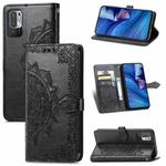 Halfway Mandala Embossing Pattern Horizontal Flip Leather Case with Holder & Card Slots & Wallet & Lanyard For Xiaomi Redmi Note 10 5G(Black)