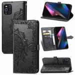 Halfway Mandala Embossing Pattern Horizontal Flip Leather Case with Holder & Card Slots & Wallet & Lanyard For OPPO Find X3 Pro(Black)