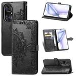 Halfway Mandala Embossing Pattern Horizontal Flip Leather Case with Holder & Card Slots & Wallet & Lanyard For Huawei  P50 Pro(Black)