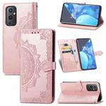 Halfway Mandala Embossing Pattern Horizontal Flip Leather Case with Holder & Card Slots & Wallet & Lanyard For OnePlus 9 Pro(Rose Gold)