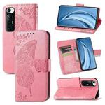 For Xiaomi Mi 10S Butterfly Love Flowers Embossed Horizontal Flip Leather Case with Holder & Card Slots & Wallet & Lanyard(Pink)