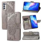 For OPPO Reno5 Pro+ Butterfly Love Flowers Embossed Horizontal Flip Leather Case with Holder & Card Slots & Wallet & Lanyard(Gray)