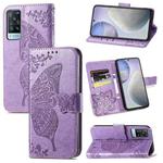 For vivo X60 Butterfly Love Flowers Embossed Horizontal Flip Leather Case with Holder & Card Slots & Wallet & Lanyard(Light Purple)