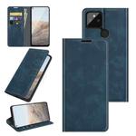 For Google Pixel 5A 5G Retro-skin Business Magnetic Suction Leather Case with Holder & Card Slots & Wallet(Dark Blue)