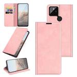 For Google Pixel 5A 5G Retro-skin Business Magnetic Suction Leather Case with Holder & Card Slots & Wallet(Pink)