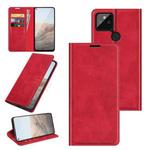 For Google Pixel 5A 5G Retro-skin Business Magnetic Suction Leather Case with Holder & Card Slots & Wallet(Red)
