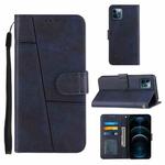For iPhone 12 Pro Max Stitching Calf Texture Buckle Horizontal Flip Leather Case with Holder & Card Slots & Wallet & Lanyard(Blue)