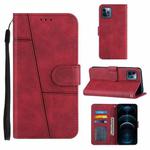 For iPhone 12 Pro Max Stitching Calf Texture Buckle Horizontal Flip Leather Case with Holder & Card Slots & Wallet & Lanyard(Red)