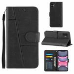 For iPhone 11 Stitching Calf Texture Buckle Horizontal Flip Leather Case with Holder & Card Slots & Wallet & Lanyard (Black)
