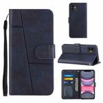 For iPhone 11 Stitching Calf Texture Buckle Horizontal Flip Leather Case with Holder & Card Slots & Wallet & Lanyard (Blue)