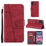 For iPhone 11 Pro Stitching Calf Texture Buckle Horizontal Flip Leather Case with Holder & Card Slots & Wallet & Lanyard (Red)