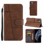 For iPhone 11 Pro Max Stitching Calf Texture Buckle Horizontal Flip Leather Case with Holder & Card Slots & Wallet & Lanyard (Brown)