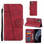 For iPhone 11 Pro Max Stitching Calf Texture Buckle Horizontal Flip Leather Case with Holder & Card Slots & Wallet & Lanyard (Red)