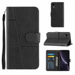 For iPhone XR Stitching Calf Texture Buckle Horizontal Flip Leather Case with Holder & Card Slots & Wallet & Lanyard(Black)