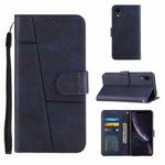 For iPhone XR Stitching Calf Texture Buckle Horizontal Flip Leather Case with Holder & Card Slots & Wallet & Lanyard(Blue)