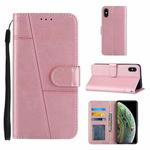 For iPhone XS Max Stitching Calf Texture Buckle Horizontal Flip Leather Case with Holder & Card Slots & Wallet & Lanyard(Pink)