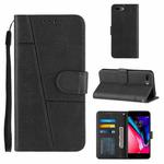Stitching Calf Texture Buckle Horizontal Flip Leather Case with Holder & Card Slots & Wallet & Lanyard For iPhone 6 Plus / 7 Plus / 8 Plus(Black)