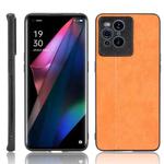 For OPPO Find X3 / Find X3 Pro Shockproof Sewing Cow Pattern Skin PC + PU + TPU Case(Orange)