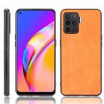 For OPPO A94 4G/F19 Pro 4G/Reno 5F Shockproof Sewing Cow Pattern Skin PC + PU + TPU Case(Orange)