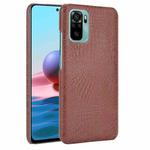 For Xiaomi Redmi Note 10 4G/Note 10S Shockproof Crocodile Texture PC + PU Case(Brown)