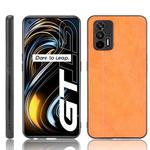 For OPPO Realme GT Shockproof Sewing Cow Pattern Skin PC + PU + TPU Case(Orange)