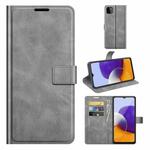 For Samsung Galaxy A22 5G Retro Calf Pattern Buckle Horizontal Flip Leather Case with Holder & Card Slots & Wallet(Gray)