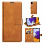 For Samsung Galaxy A22 5G Retro Calf Pattern Buckle Horizontal Flip Leather Case with Holder & Card Slots & Wallet(Yellow)