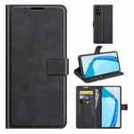 For OnePlus 9R Retro Calf Pattern Buckle Horizontal Flip Leather Case with Holder & Card Slots & Wallet(Black)