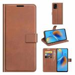 For OPPO F19 / OPPO A74 4G Retro Calf Pattern Buckle Horizontal Flip Leather Case with Holder & Card Slots & Wallet(Light Brown)