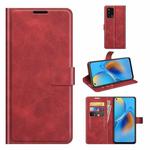 For OPPO F19 / OPPO A74 4G Retro Calf Pattern Buckle Horizontal Flip Leather Case with Holder & Card Slots & Wallet(Red)