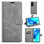 For Huawei P50 Pro Retro Calf Pattern Buckle Horizontal Flip Leather Case with Holder & Card Slots & Wallet(Grey)