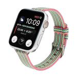 Woven Canvas Nylon Wrist Strap Watch Band For Series 7 45mm / 6 & SE & 5 & 4 44mm / 3 & 2 & 1 42mm(Pink Green)