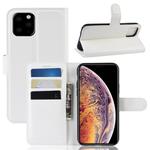 For iPhone 11 Pro Max Litchi Skin PU Leather Wallet Stand Mobile Casing (White)