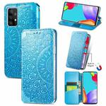 For Samsung Galaxy A72 5G / 4G Blooming Mandala Embossed Pattern Magnetic Horizontal Flip Leather Case with Holder & Card Slots & Wallet(Blue)