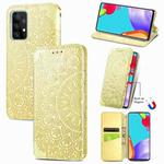 For Samsung Galaxy A72 5G / 4G Blooming Mandala Embossed Pattern Magnetic Horizontal Flip Leather Case with Holder & Card Slots & Wallet(Yellow)
