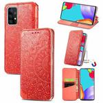 For Samsung Galaxy A72 5G / 4G Blooming Mandala Embossed Pattern Magnetic Horizontal Flip Leather Case with Holder & Card Slots & Wallet(Red)