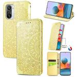 For Xiaomi Redmi K40 / K40 Pro Blooming Mandala Embossed Pattern Magnetic Horizontal Flip Leather Case with Holder & Card Slots & Wallet(Yellow)