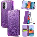 For Xiaomi Redmi K40 / K40 Pro Blooming Mandala Embossed Pattern Magnetic Horizontal Flip Leather Case with Holder & Card Slots & Wallet(Purple)