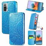 For Xiaomi Redmi Note 10 Pro Blooming Mandala Embossed Pattern Magnetic Horizontal Flip Leather Case with Holder & Card Slots & Wallet(Blue)