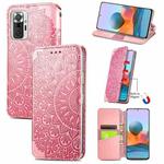 For Xiaomi Redmi Note 10 Pro Blooming Mandala Embossed Pattern Magnetic Horizontal Flip Leather Case with Holder & Card Slots & Wallet(Pink)
