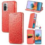 For Xiaomi Redmi Note 10 Pro Blooming Mandala Embossed Pattern Magnetic Horizontal Flip Leather Case with Holder & Card Slots & Wallet(Red)