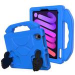 For iPad mini 6 EVA Material Children Flat Anti Falling Cover Protective Shell with Thumb Bracket(Blue)