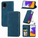 For Samsung Galaxy A22 4G (EU Version) Retro Skin Feel Business Magnetic Horizontal Flip Leather Case With Holder & Card Slots & Wallet & Photo Frame(Blue)