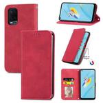 For OPPO A54 4G Retro Skin Feel Business Magnetic Horizontal Flip Leather Case With Holder & Card Slots & Wallet & Photo Frame(Red)